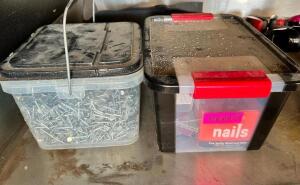 DESCRIPTION: (2) ASSORTED CONTAINERS OF HARDWARE AND NAILS LOCATION: BUILDING 4 THIS LOT IS: ONE MONEY QTY: 1