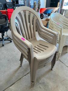 DESCRIPTION: (4) PLASTIC PATIO STACK CHAIRS LOCATION: BUILDING 4 THIS LOT IS: SOLD BY THE PIECE QTY: 4