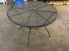 DESCRIPTION 36" ROUND WROUGHT IRON PATIO TABLE AND (4) WICKER AND CHROME PATIO STACK CHAIRS. THIS LOT IS ONE MONEY LOCATION BAY 6 QUANTITY 1 - 5