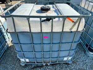 DESCRIPTION: 275 GALLON LIQUID SHIPPING TOTE W/ CAGE. W/ CONTENTS - BRINE ADDITIONAL INFORMATION WINNING BIDDER CANNOT DRAIN CONTENTS ON SITE. MIST RE