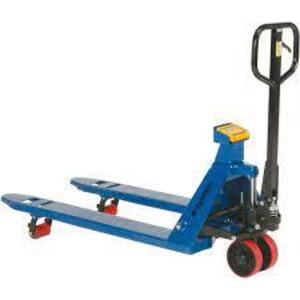 DESCRIPTION: (1) PALLET JACK SCALE TRUCK BRAND/MODEL: GLOBAL INDUSTRIAL INFORMATION: BLUE RETAIL$: $1349.00 EA SIZE: 5500 LB CAPACITY QTY: 1