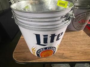 DESCRIPTION (6) MILLER LITE TIN BAR BUCKETS. THIS LOT IS SOLD BY THE PIECE. LOCATION BAY 7 QUANTITY 6