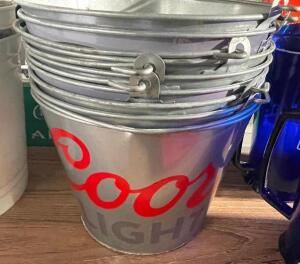 DESCRIPTION (6) COORS TIN BAR BUCKETS. THIS LOT IS SOLD BY THE PIECE. LOCATION BAY 7 QUANTITY 6