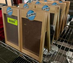 DESCRIPTION (8) BLUE MOON WOODEN TABLE TENTS. THIS LOT IS SOLD BY THE PIECE. LOCATION BAY 7 QUANTITY 8