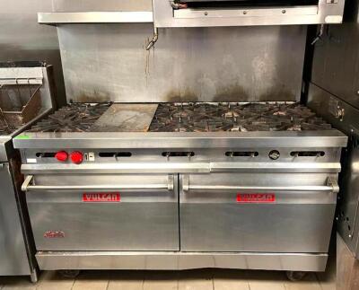 VULCAN 60" 8-BURNER GAS RANGE W/ 12" GRIDDLE & OVENS