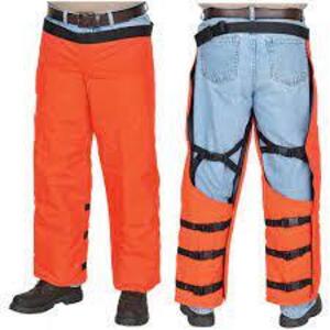 DESCRIPTION: (2) PAIRS OF WRAP CHAPS, CHAINSAW PROTECTIVE PANTS BRAND/MODEL: SWEDEPRO #194036 INFORMATION: ORANGE RETAIL$: $132.50 PER PAIR SIZE: 30"-