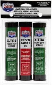 DESCRIPTION: (2) PACKS OF (3) MULTI PURPOSES GREASES BRAND/MODEL: LUCAS OIL INFORMATION: (2) XTRA HEAVY DUTY (1) RED "N" TACKY PER PACK RETAIL$: $17.4