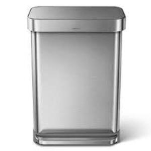 DESCRIPTION: (1) TRASHCAN BRAND/MODEL: SIMPLEHUMAN #55L INFORMATION: STAINLESS RETAIL$: $180.00 EA SIZE: 14X25 QTY: 1