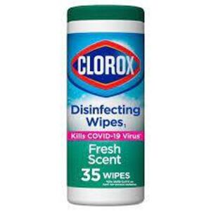 DESCRIPTION: (6) DISINFECTING WIPES BRAND/MODEL: CLOROX INFORMATION: FRESH SCENT RETAIL$: $4.00 EA SIZE: 35 WIPES QTY: 6