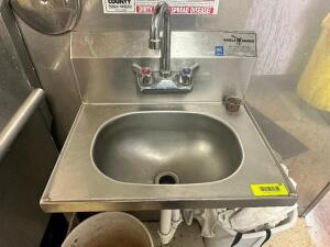 DESCRIPTION: WALL MOUNTED STAINLESS HAND SINK LOCATION: KITCHEN QTY: 1