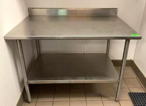 48" X 30" STAINLESS PREP TABLE W/ 4" BACKSPLASH