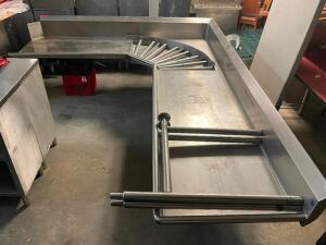 108"X 84" " L " SHAPED RIGHT SIDE STAINLESS CLEAN TABLE.