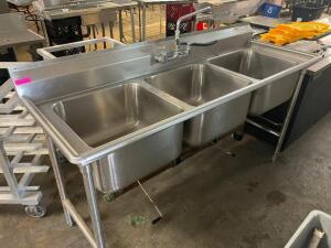 60" THREE WELL STAINLESS POT SINK.