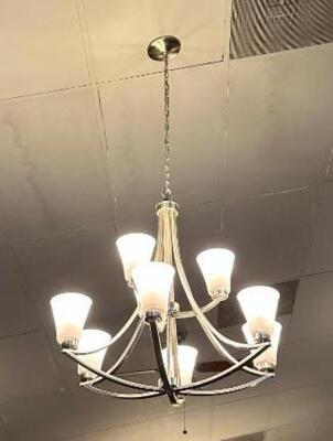 DESCRIPTION: (6) 9-LIGHT CHANDELIERS LOCATION: MAIN HALL QTY: 6