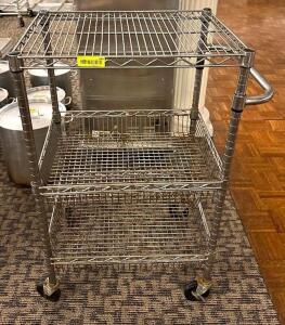 DESCRIPTION: 3-TIER WIRE UTILITY CART SIZE: 24"X18"X40" LOCATION: MAIN HALL QTY: 1