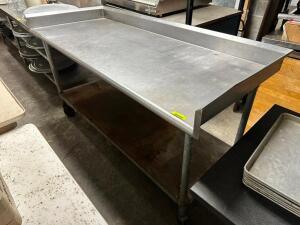 DESCRIPTION: 72" X 30" STAINLESS TABLE W/ 4" BACK AND SIDE SPLASH SIZE 72" X 30" QTY: 1