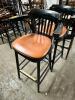 DESCRIPTION: (2) 30" BAR BACK BAR STOOLS. BLACK W/ TAN CUSHION LOCATION: BAY 6 THIS LOT IS: SOLD BY THE PIECE QTY: 2 - 2