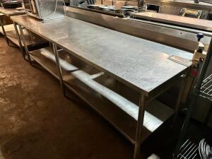 DESCRIPTION: 10' X 30" ALL STAINLESS TABLE W/ MOUNTED CAN OPENER. ADDITIONAL INFORMATION W/ 4" BACK SPLASH SIZE 10' X 30" LOCATION: BAY 7 QTY: 1