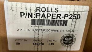 DESCRIPTION: (6) CASES OF 2PT 3" PRINTER ROLLS ADDITIONAL INFORMATION 50 ROLLS PER CASE LOCATION: BAY 7 THIS LOT IS: SOLD BY THE PIECE QTY: 6