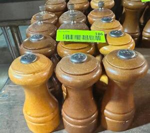 DESCRIPTION: (6) SALT SHAKERS AND (6) PEPPER MILLS. LOCATION: BAY 7 THIS LOT IS: SOLD BY THE PIECE QTY: 12