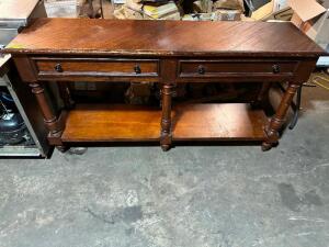 DESCRIPTION: 72" X 18" WOODEN BUFFET TABLE SIZE 72" X 18" LOCATION: BAY 7 QTY: 1