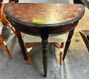 DESCRIPTION: 20" SEMI CIRCLE END TABLE LOCATION: BAY 6 QTY: 1