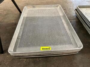 DESCRIPTION: (4) FULL SIZE PERORATED SHEET PANS LOCATION: BAY 6 THIS LOT IS: SOLD BY THE PIECE QTY: 4