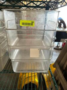 DESCRIPTION: (3) 12 QT PLASTIC CONTAINERS - NO LIDS SIZE 12 QT LOCATION: BAY 6 THIS LOT IS: SOLD BY THE PIECE QTY: 3