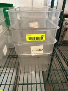 DESCRIPTION: (3) 4 QT PLASTIC CONTAINERS - NO LIDS SIZE 4 QT LOCATION: BAY 6 THIS LOT IS: SOLD BY THE PIECE QTY: 3