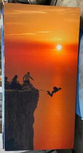 96" X 48" ACOUSTICAL SOUND PANEL W/ CUSTOM FABRIC COVERING. SUNSET BASE JUMPER