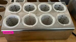 EIGHT GROUP STAINLESS SILVERWARE CADDY W/ INSERTS