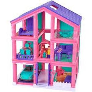 (1) 3 STORY DOLLHOUSE PLAY SET WITH WORKING GARAGE