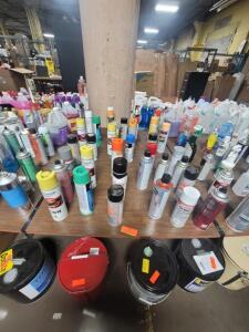 DESCRIPTION (1) MISC TABLE OF SPRAY PAINT THIS LOT IS ONE MONEY QTY 1