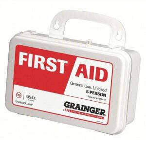 DESCRIPTION: (2) FIRST AID KIT BRAND/MODEL: 463M12 RETAIL$: $86.96 EA SIZE: 5 PERSON KIT QTY: 2