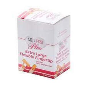 DESCRIPTION: (3) PACKS OF (25)EXTRA LARGE FLEXIBLE FINGERTIP BRAND/MODEL: MEDI FIRST PLUS RETAIL$: $4.25 EA QTY: 3