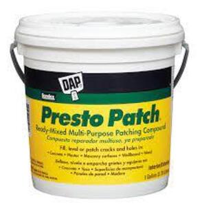 DESCRIPTION: (1) PRESTO PATCH BRAND/MODEL: DAP READY MIX MULTI PUPOSE PATCHING COMPOUND RETAIL$: $21.98 EA QTY: 1