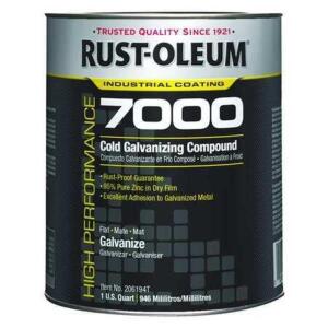 DESCRIPTION: (2) COLD GALVANIZING COMPOUND BRAND/MODEL: RUST-OLEUM 7000 RETAIL$: $73.06 EA SIZE: 1 QT QTY: 2