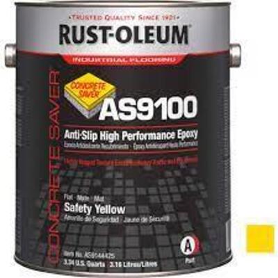 DESCRIPTION: (1) ANTI SLIP HIGH PERFORMANCE EPOXY BRAND/MODEL: RUST-OLEUM AS9100 INFORMATION: SAFETY YELLOW RETAIL$: $100.00 EA SIZE: 1 GALLON QTY: 1