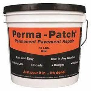 DESCRIPTION: (1) COLD PATCH BRAND/MODEL: PERMA-PATCH #55EK38 INFORMATION: 1-2 DAY FULL CURE TIME RETAIL$: $25.73 EA SIZE: 60 LB QTY: 1