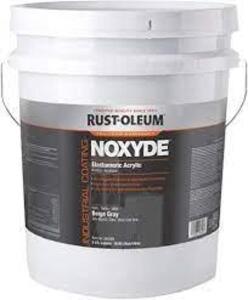 DESCRIPTION: (1) NOXYDE ELASTROMERIC ACRYLIC BRAND/MODEL: RUST-OLEUM NOXYDE INFORMATION: BEIGE GRAY RETAIL$: $796.12 EA SIZE: 5 GALLON QTY: 1