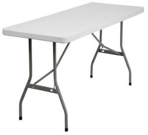 DESCRIPTION: (1) PLASTIC FOLDING TABLE INFORMATION: 1 3/4" THICK TOP, FOLDING RETAIL$: $515.62 SIZE: 30" X 96" X 29" QTY: 1