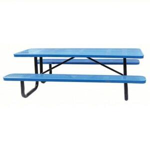 DESCRIPTION: (1) PICNIC TABLE INFORMATION: BLUE, PERFORATED STEEL, POWDER COATED RETAIL$: $1,053.30 SIZE: 62" X 96" X 29 5/8" QTY: 1