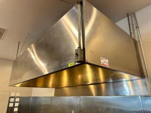 DESCRIPTION: 8' X 4' STAINLESS CONDENSATION HOOD. ADDITIONAL INFORMATION W/ LIGHT. FAN IS ON BUILDING ROOF AND DOES NOT GO W/ HOOD. SIZE 8' X 4' LOCAT