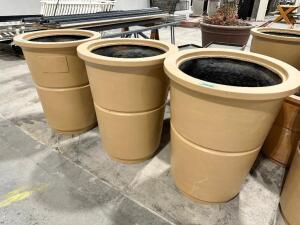 (4) 27" ROUND X 35" T PLASTIC MALL PLANTERS