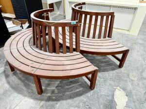 (2) SECTION WOODEN BENCH - TO CIRCLE TREE OR COLUMN POST.