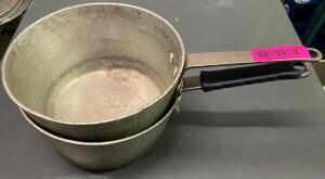 (2) 8" ALUMINUM SAUCE POTS W/ HANDLES