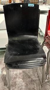 (4) LAMINATE BLACK WOOD STACK CHAIRS