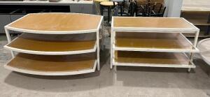 (2) RETAIL DISPLAY SHELVES ON CASTERS