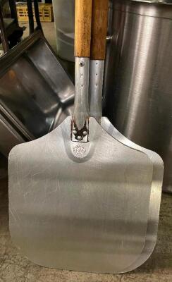 (2) STAINLESS PIZZA PADDLES W/ LONG HANDLES