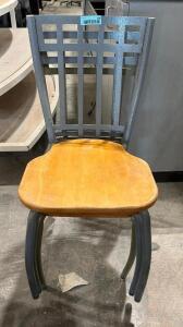(3) WOODEN SEAT CHAIRS WITH METAL BACK